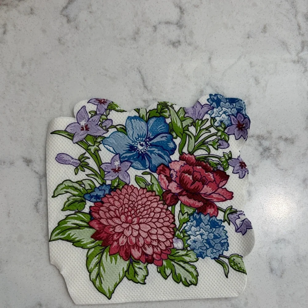 Floral paper plates  and napkin Set in Pink, Blue, Purple